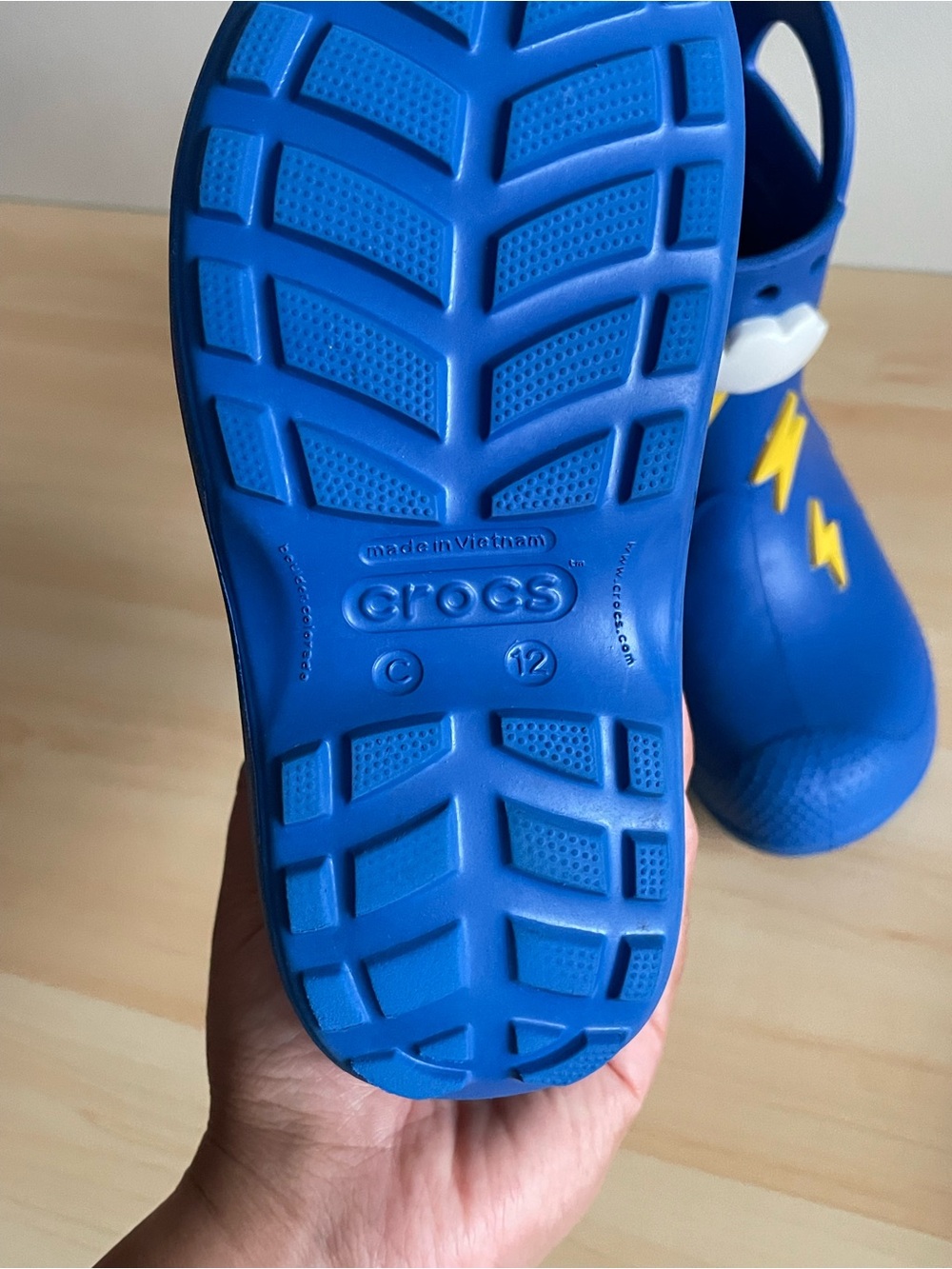 CROCS Kids Blue Rain Boots with Yellow Lightning Accents - Picture 3 of 3